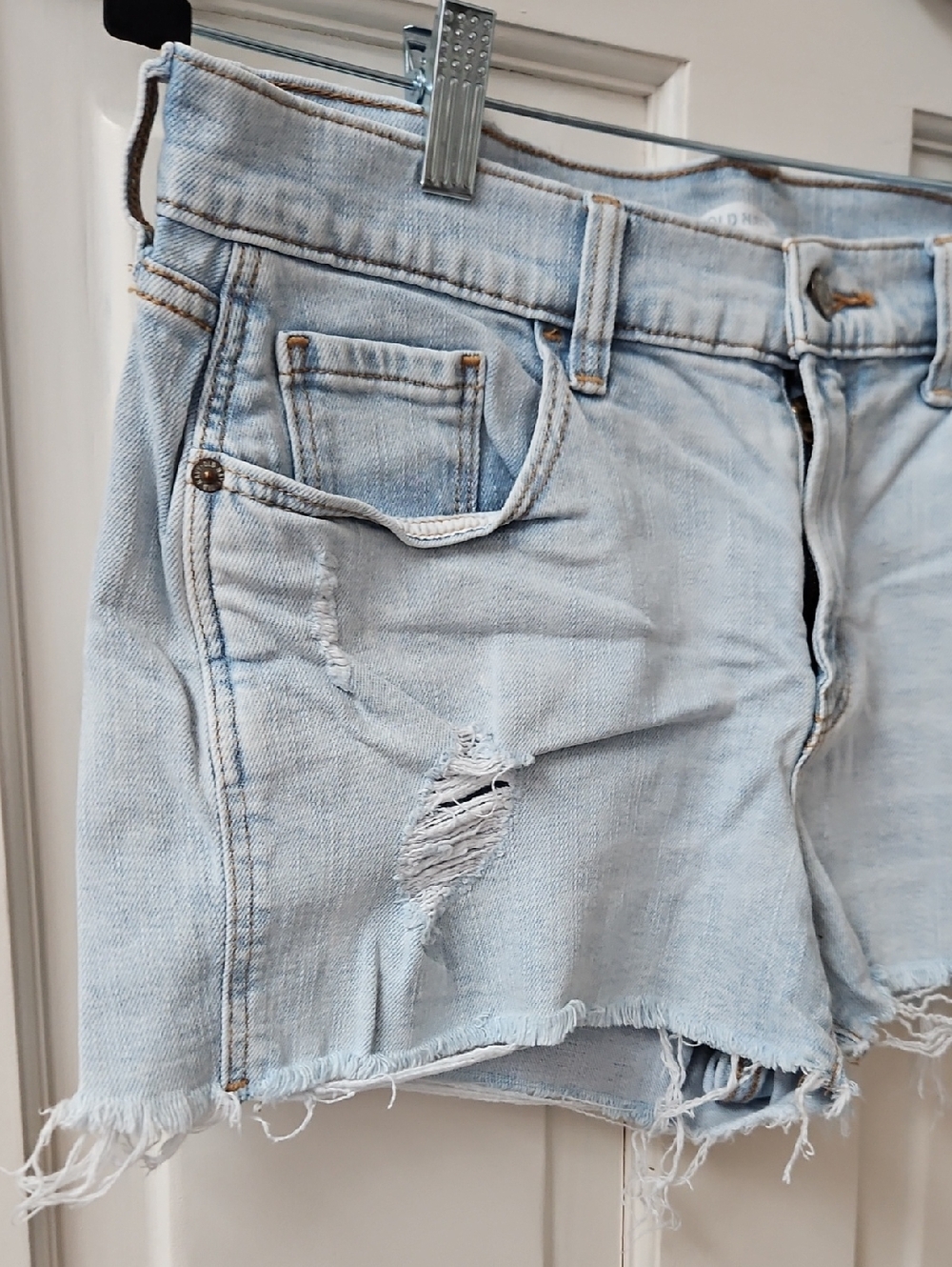 Light Wash Distressed Denim Shorts - Picture 2 of 3